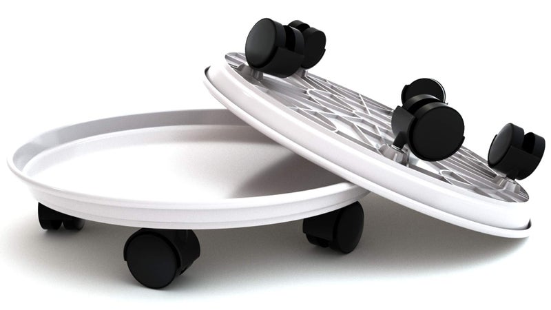 Coadura Plant Caddy with Wheels 15.5 Inch, 2 Pack Heavy Duty Plant Dolly Tray, Round Planter Caddies for Indoor & Outdoor Use, White - Image 1